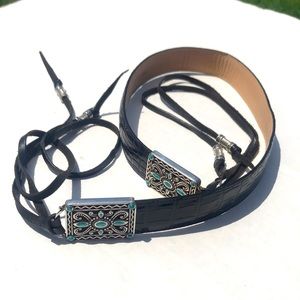 Brighton tie belt with turquoise accents